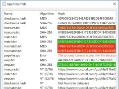 OpenHashTabWindowsļϣУ 28㷨֧VirusTotalһ